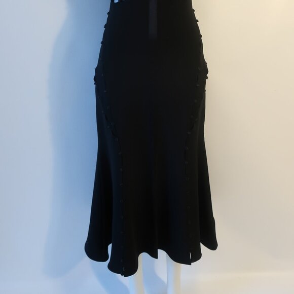 Womens Cinq a Sept Black Satin Striped & Button Details Maxi Dress 6 - Picture 3 of 12